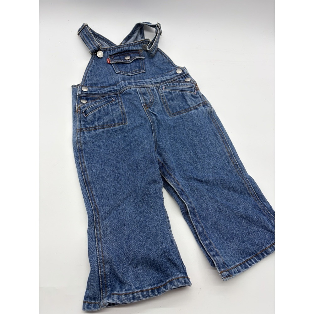 90's vintage "Levi's Jeans for Girls" overalls Size 24 Mo - Pink Stitching